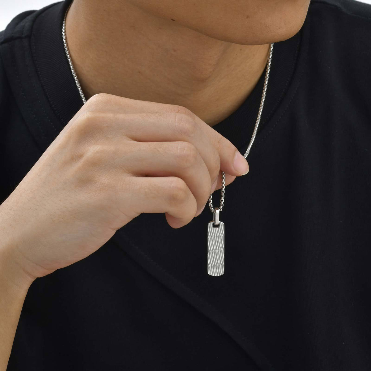 Europe – America – Stainless Steel Batch Flower Geometric Small Square Brand Pendant Necklace