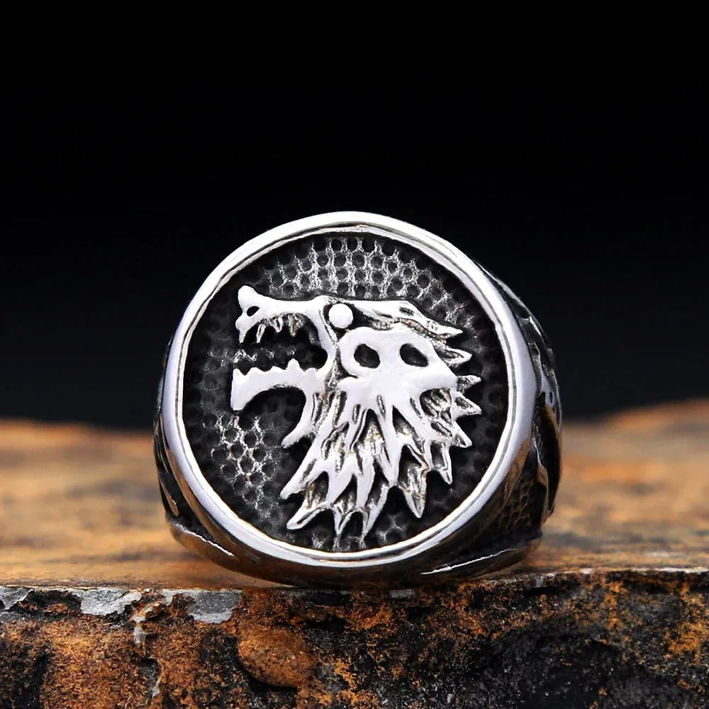 Vintage Wolf Stainless Steel Men's Ring
