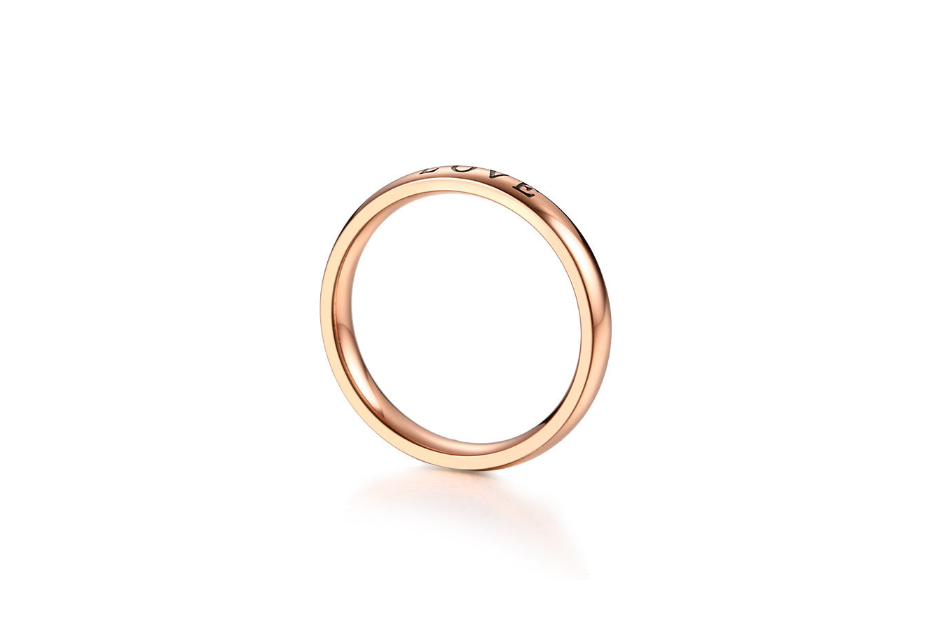 3MM Face Width 3 Colors Stainless Steel HOPE LOVE FAITH Women's Ring
