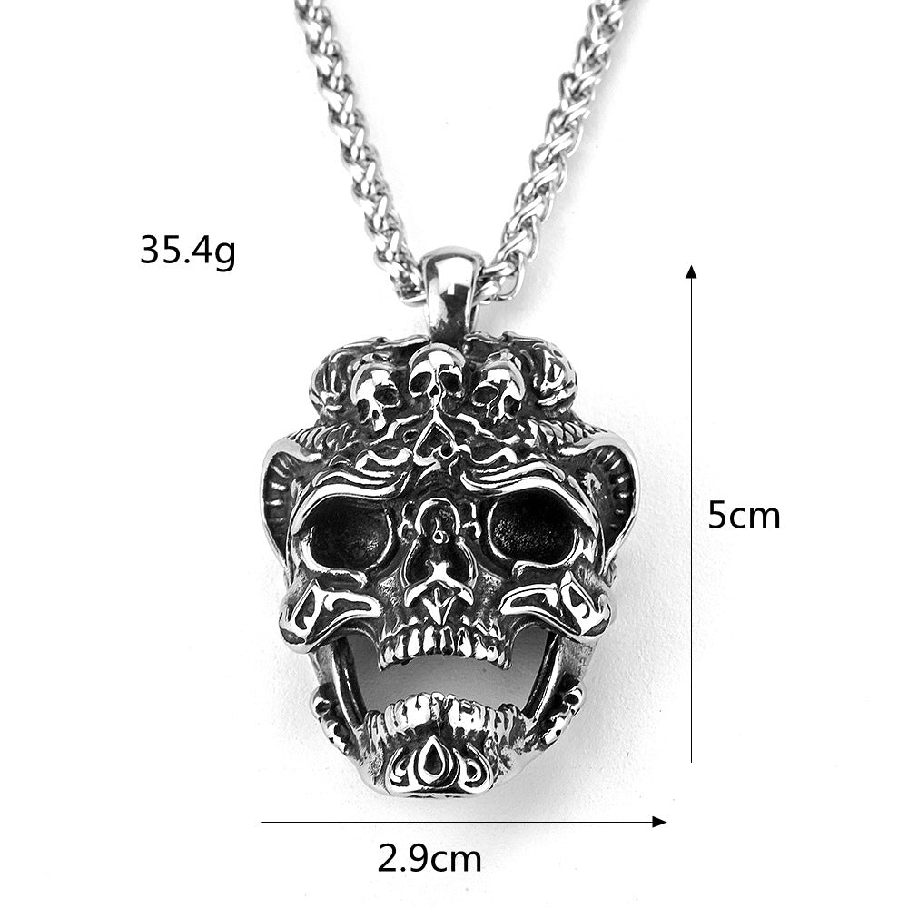 Punk Skull Dragon Stainless Steel Men's Pendant Necklace