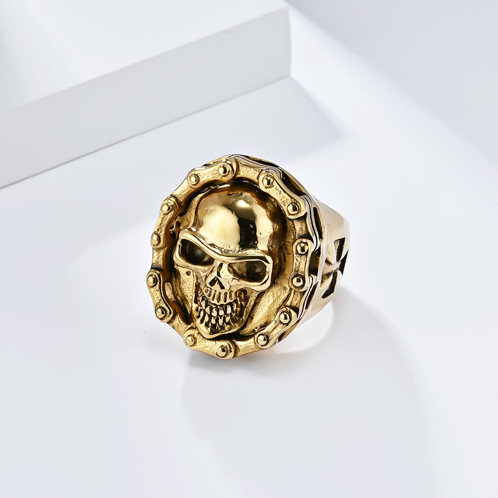European American Retro Hiphop Skull Ring for Men Wholesale
