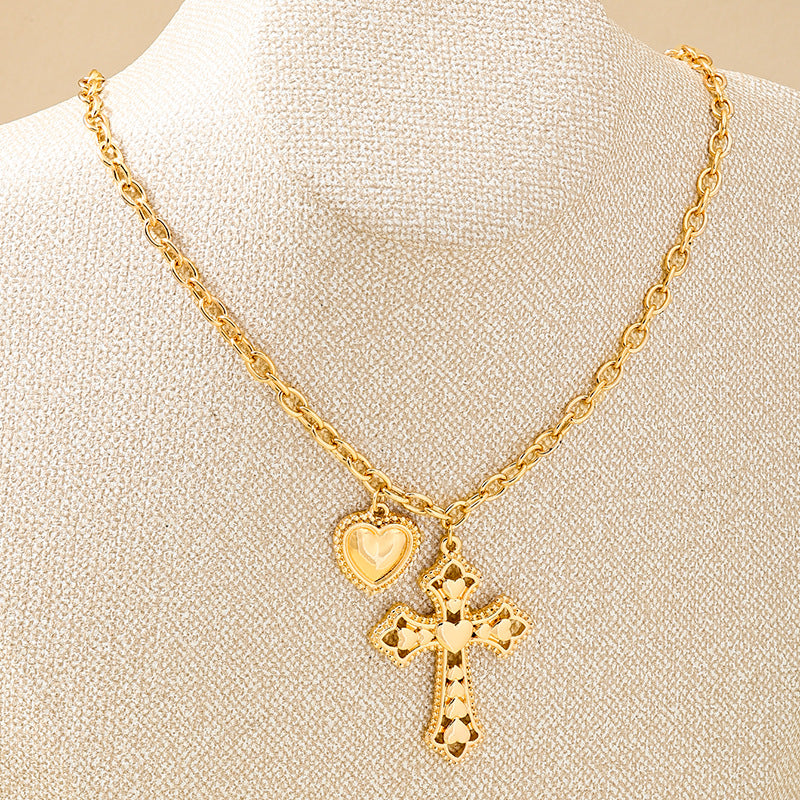 Planderful Vienna Verve Necklace – Retro Metal Cross Love Pendant