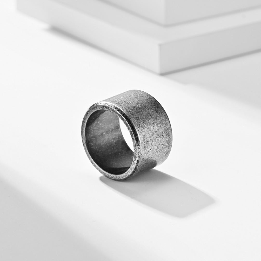 Planderful Titanium Steel Ring Flat Matte Brushed Finish Inside And Outside For Men Vintage Hip Hop Style