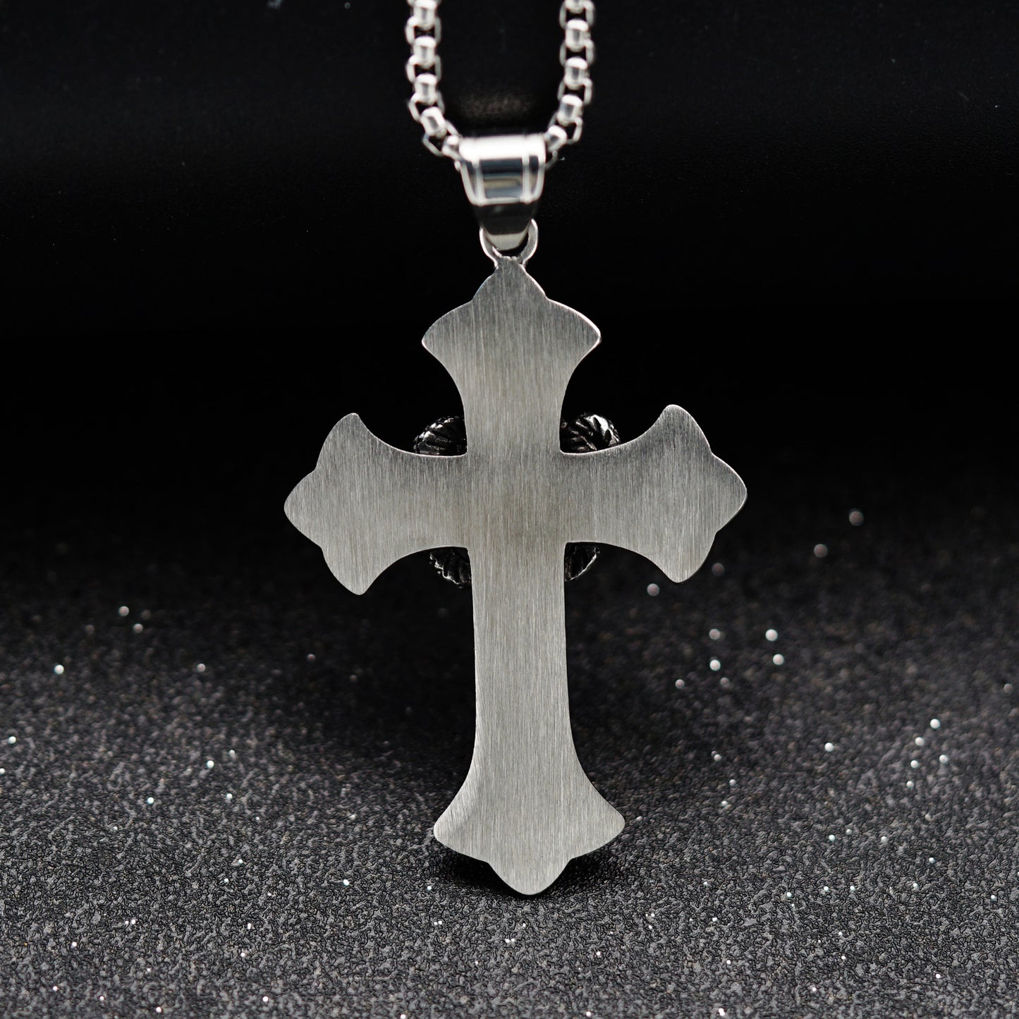 Steel Necklace - Vintage Cross Engraved Cobra Pendant