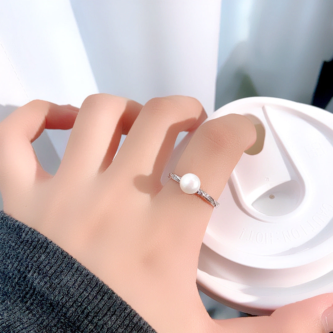 S925 Sterling Silver Freshwater Pearl Möbius Ring — Adjustable