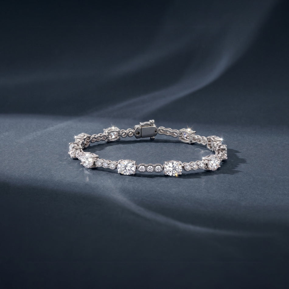 S925 Sterling Silver Moissanite Oval Bracelet
