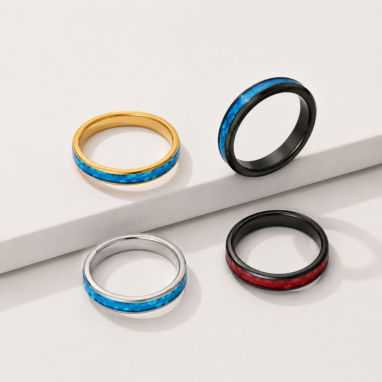 Blue Opal Rotatable Ring Stainless Steel Unisex Protection Symbol By Planderful Everyday Genie Jewelry