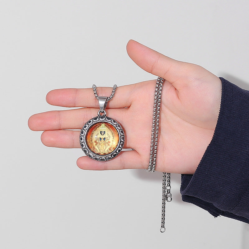 Zircon Necklace – Elegant Tibetan Guardian Thangka Design