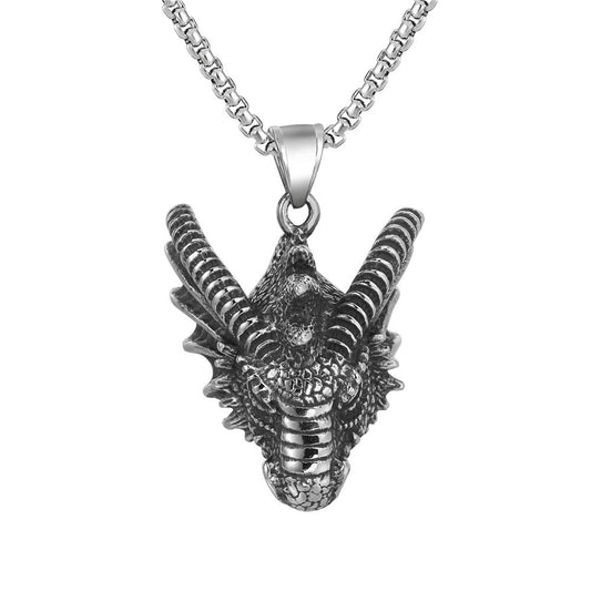 Planderful Dragon Head Pendant Steel For Men Unisex Personalized Protection Statement Jewelry