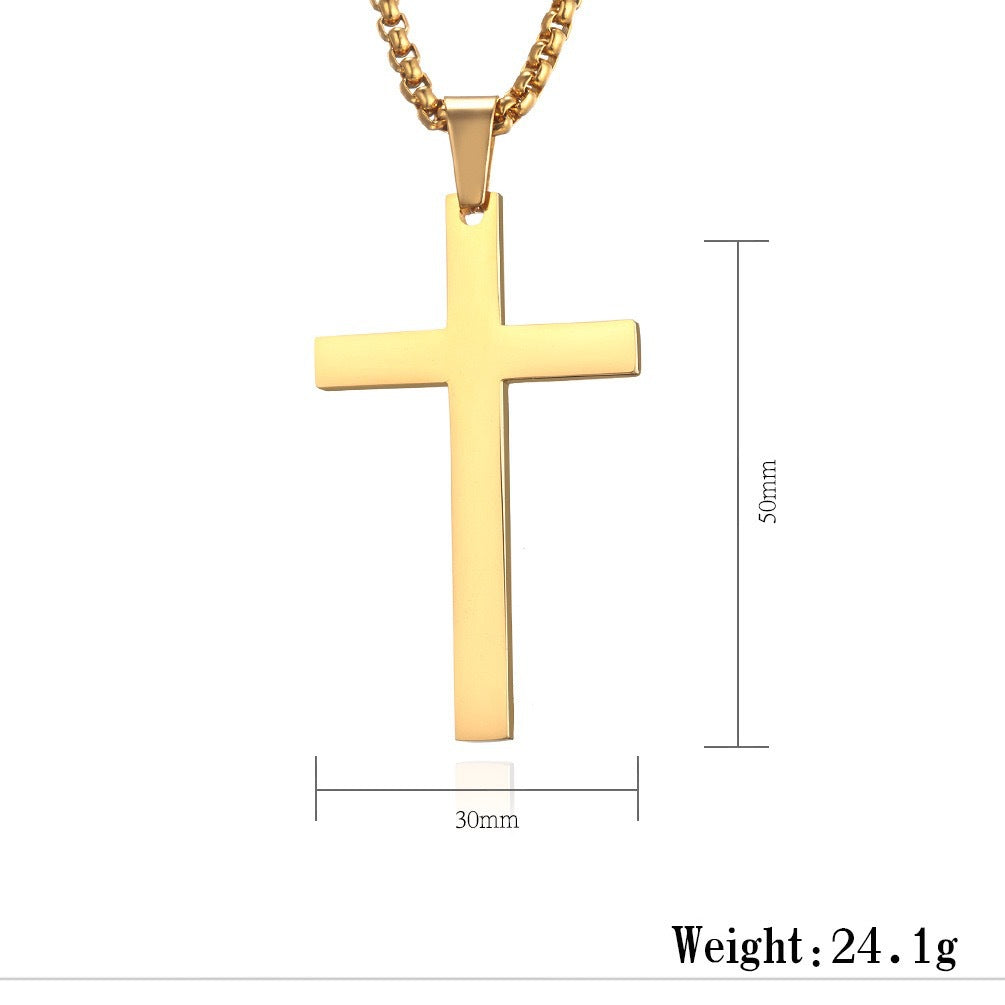 Planderful Titanium Steel Cross Pendant Necklace Glossy Minimalist Unisex Jewelry Gift For Him