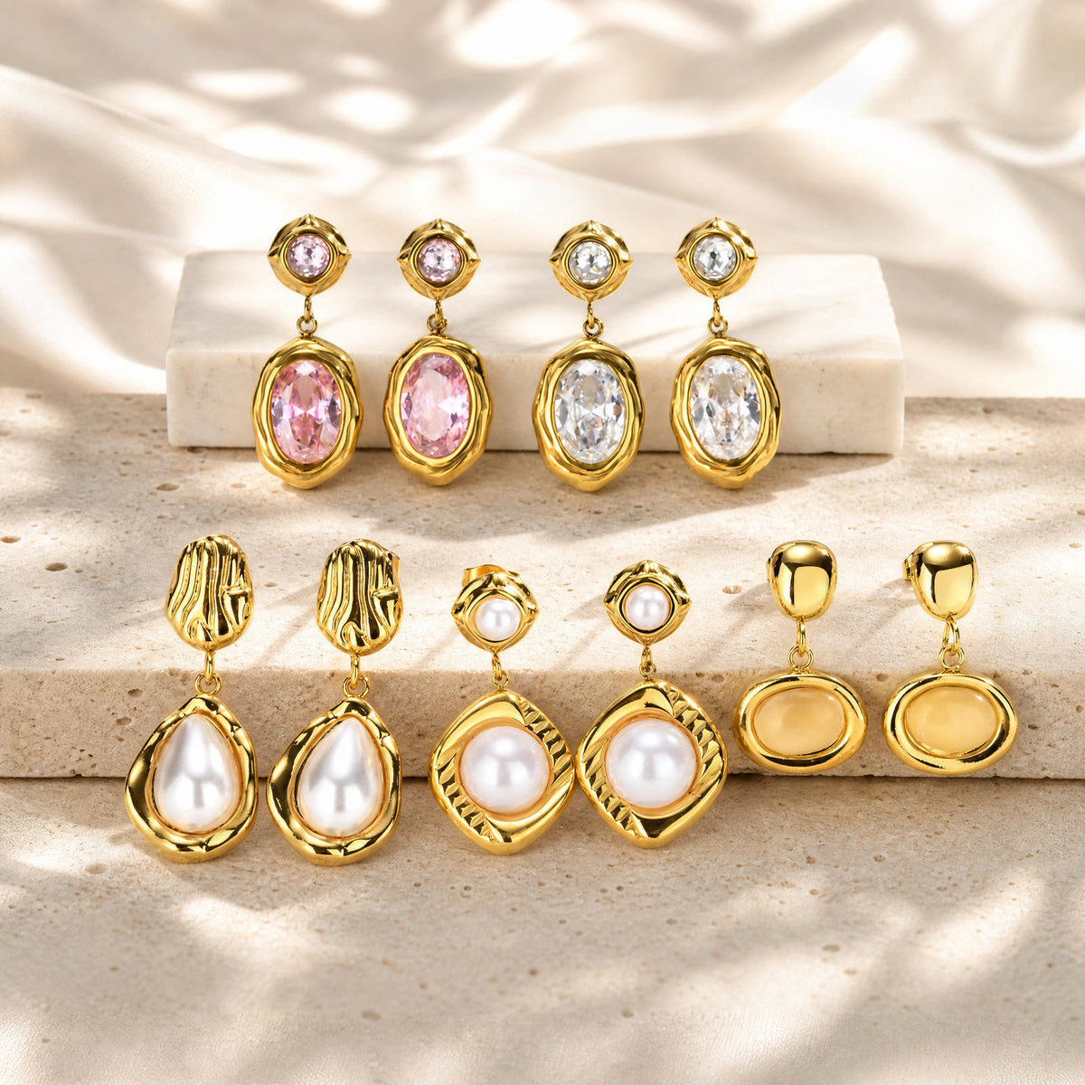 Faceted Zircon Jewelry Collection — Earrings or Necklace