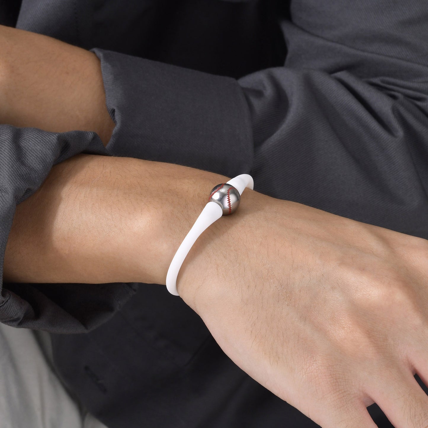 Cross-Border Jewelry Wholesale Stainless Steel Baseball Bracelet for Men