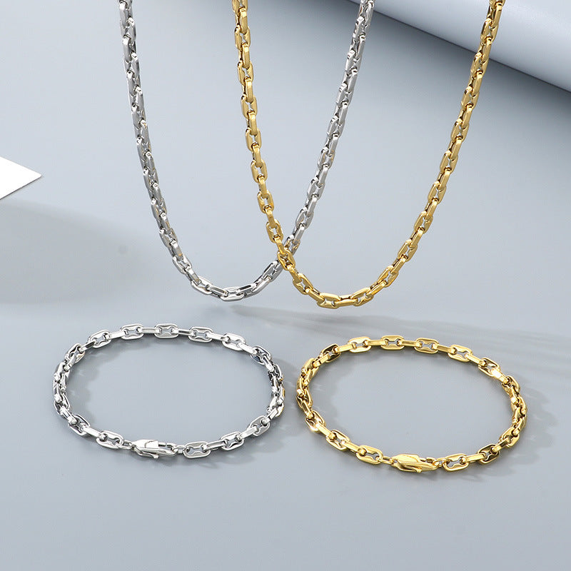 Planderful Premium Titanium Steel Mens Bracelet Interlock