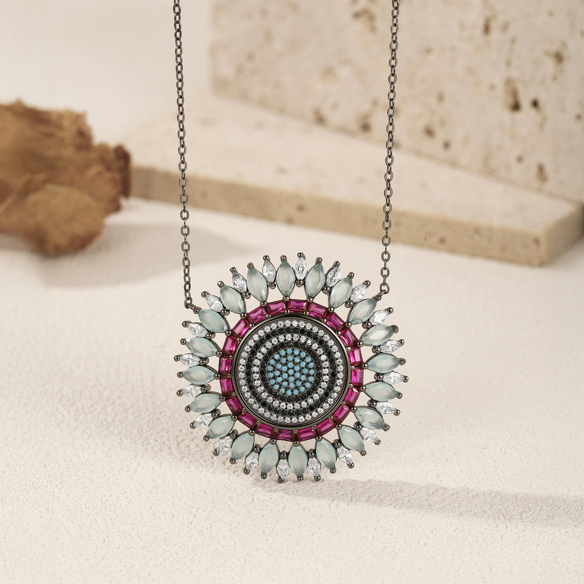 925 Sterling Silver Pavé Zircon Pendant Necklace