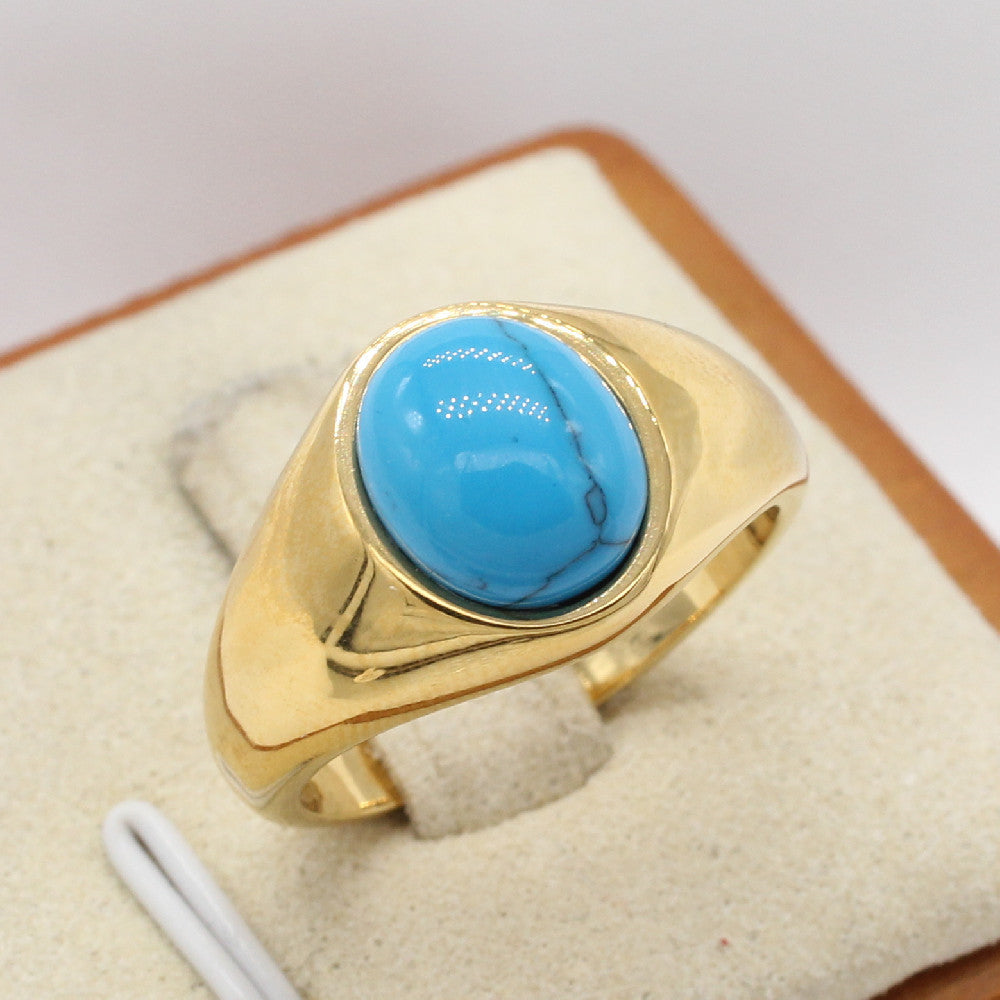Planderful Everyday Genie Oval Stone Stainless Steel Ring For Men And Women Unisex Protection