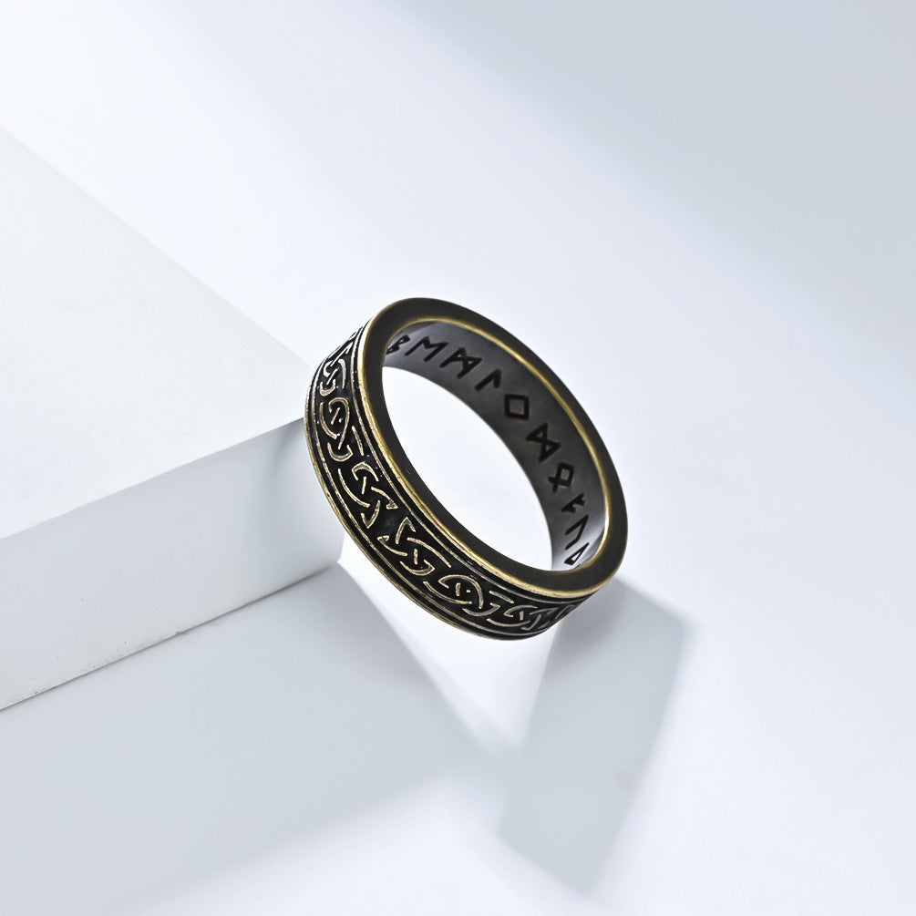 Stainless Steel Viking Celtic Knot Ring With Personalized Letter Engraving For Men By Planderful