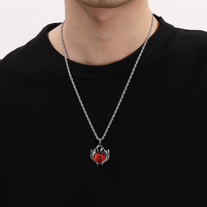 Retro Turquoise Flying Eagle Pendant, Trend Pendant, Devil'S Eye Mask, Cross Man Necklace