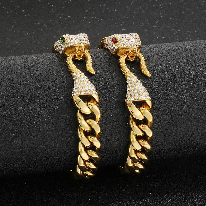 Men's Matte Cuban Chain Bracelet – Double-Sided Pavé Zircon