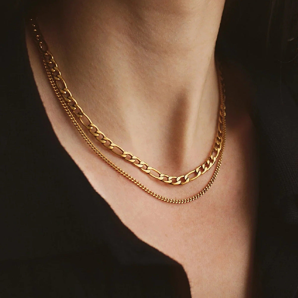 Planderful Jewelry Gold Layered Necklace Double Layer Chain For Women High End Style