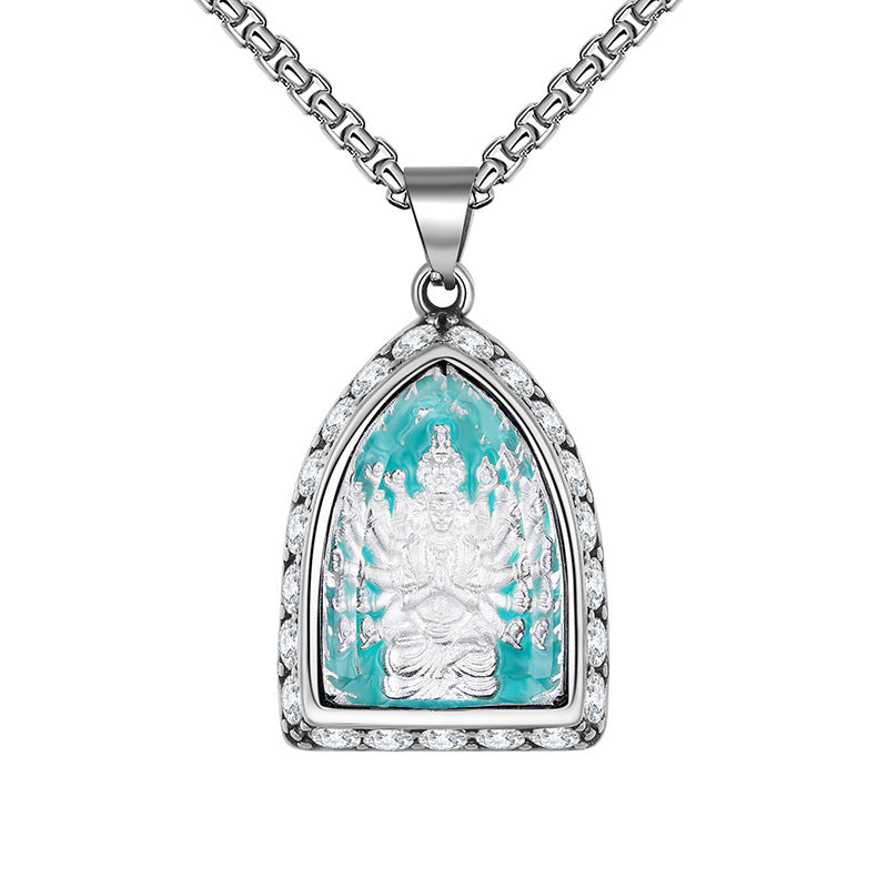 Steel Necklace – Statement Zodiac Buddha Pendant