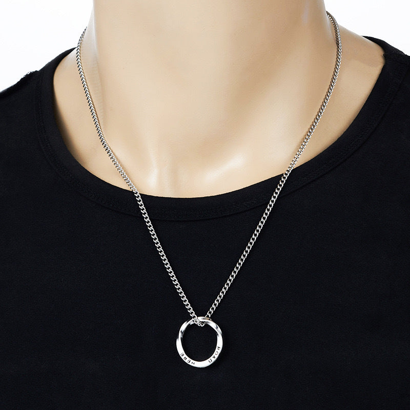 Mobius Ring Necklace For Men Stainless Steel Minimalist Round Pendant Planderful Everyday Genie