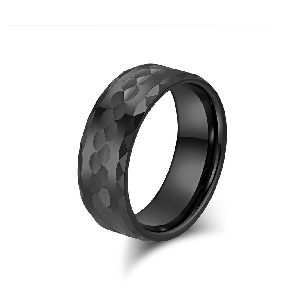 Simple Design Wind Men's Tungsten Steel Gold Ring Jewelry