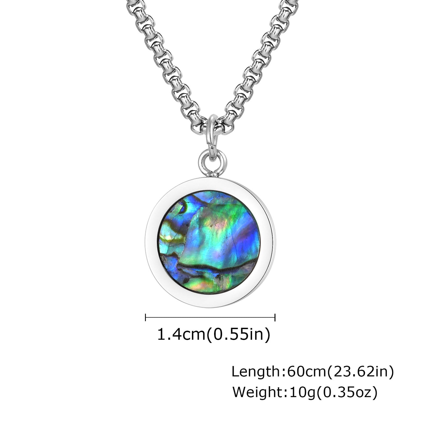 Planderful Abalone Shell Necklace Mens Stainless Steel