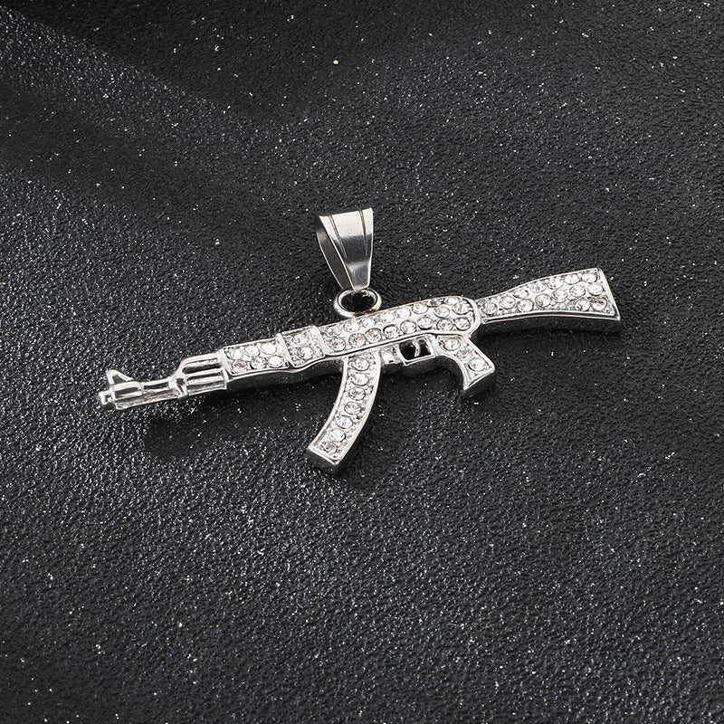 Canvas Shoes Pendant – Hip-Hop Nightclub Full Of Zircon Submachine Gun Wheat Ear No Necklace