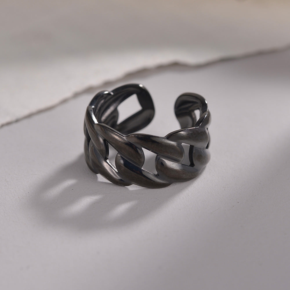 Hydraulic Hollow Chain Ring with Live Mouth Titanium Steel - Couple Accessories