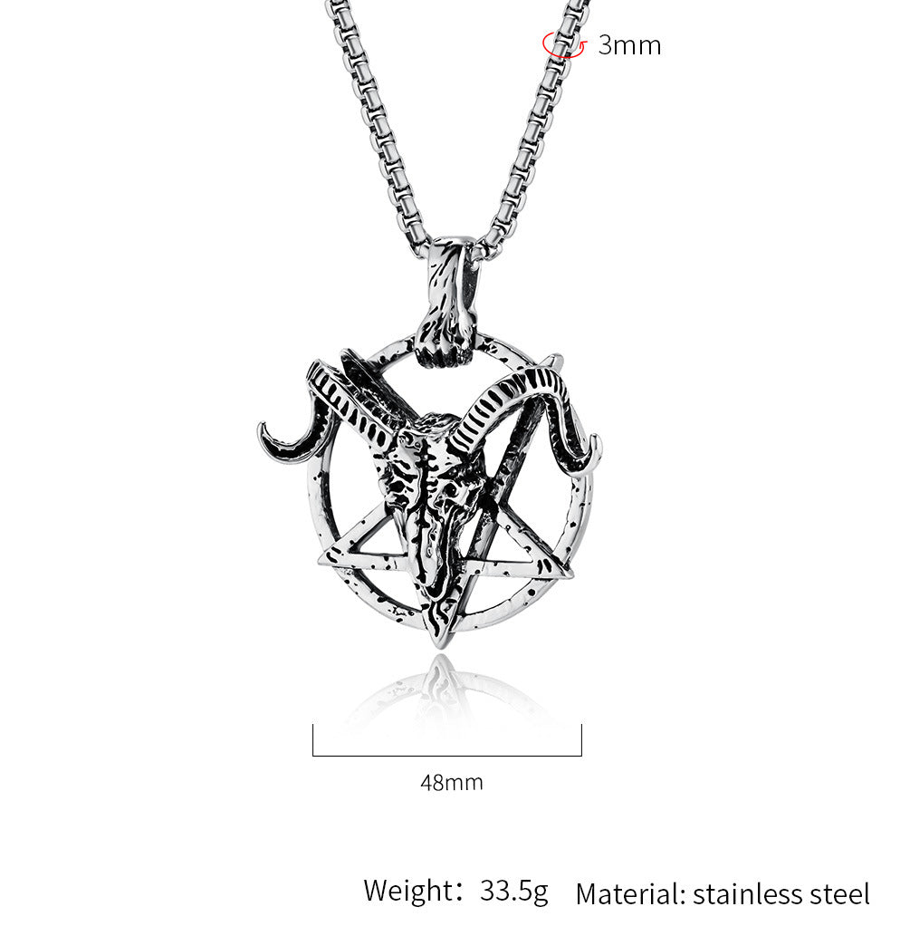 Planderful Pentagram Necklace For Hip Hop Fans Dark Retro Satan Goat Charm Stainless Steel