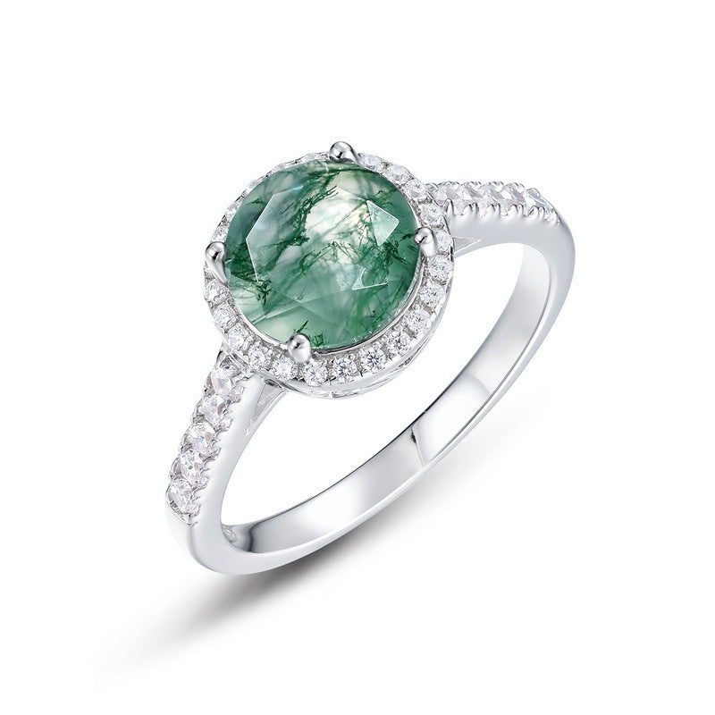 S925 Sterling Silver Moss Agate Signature Ring