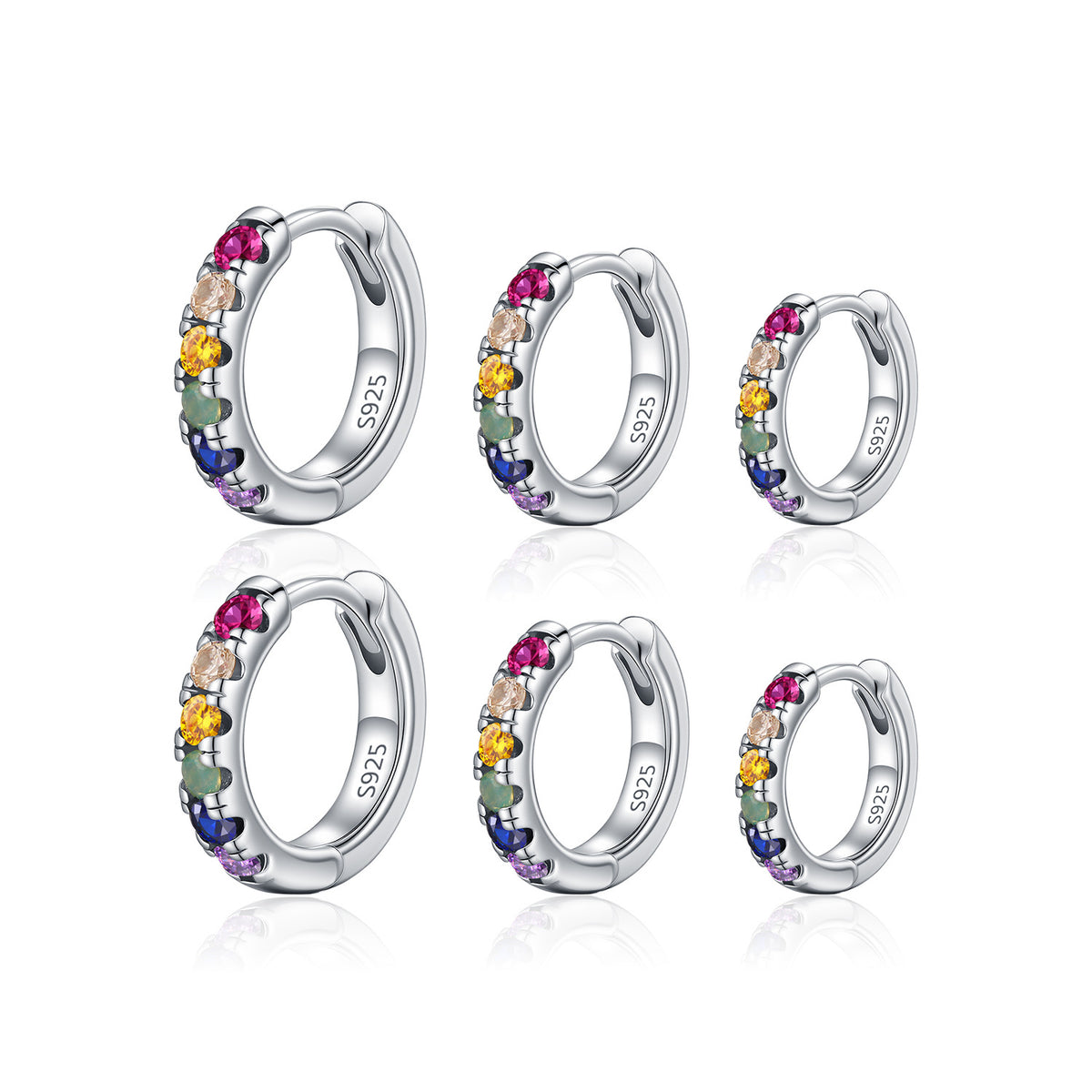 925 Sterling Silver Multicolor Zircon Earrings