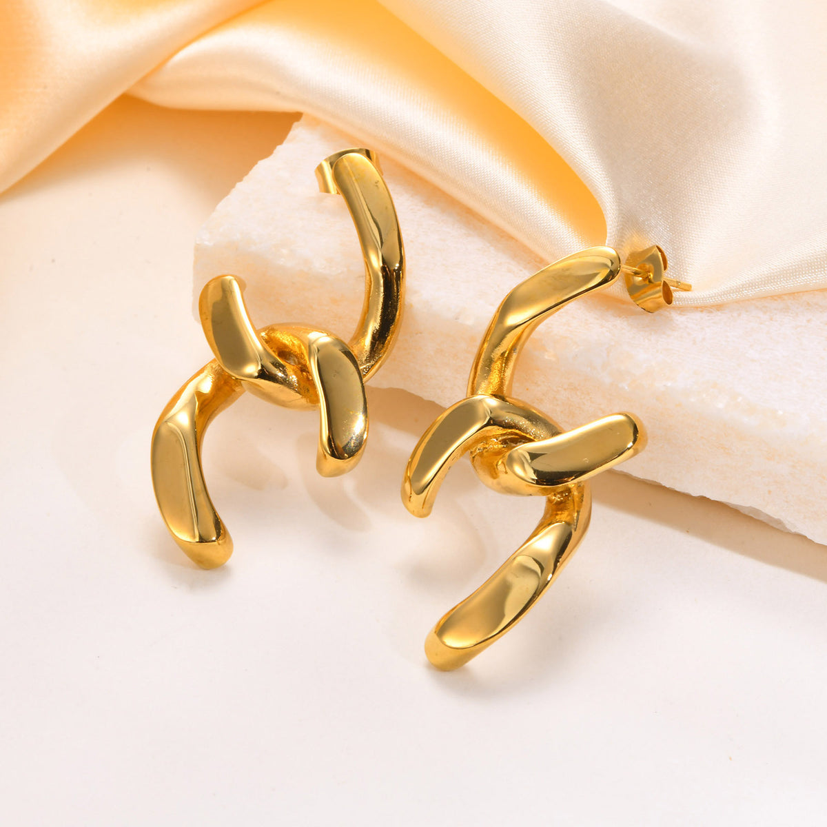 Gold-Tone Sculptural Knot Statement Earrings