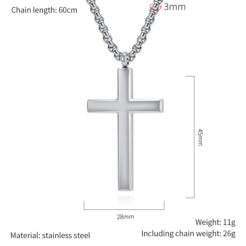 Planderful Titanium Cross Pendant Necklace Unisex Glossy Non Fading Jewelry For Everyday Wear
