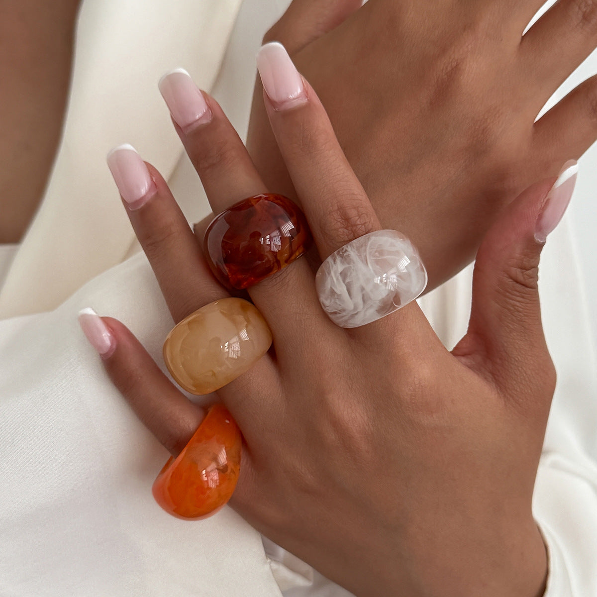 Planderful Vienna Verve Statement Ring Bread Shaped Wide Ring Maillard Color Hand Jewelry For Bold Fashion Lovers