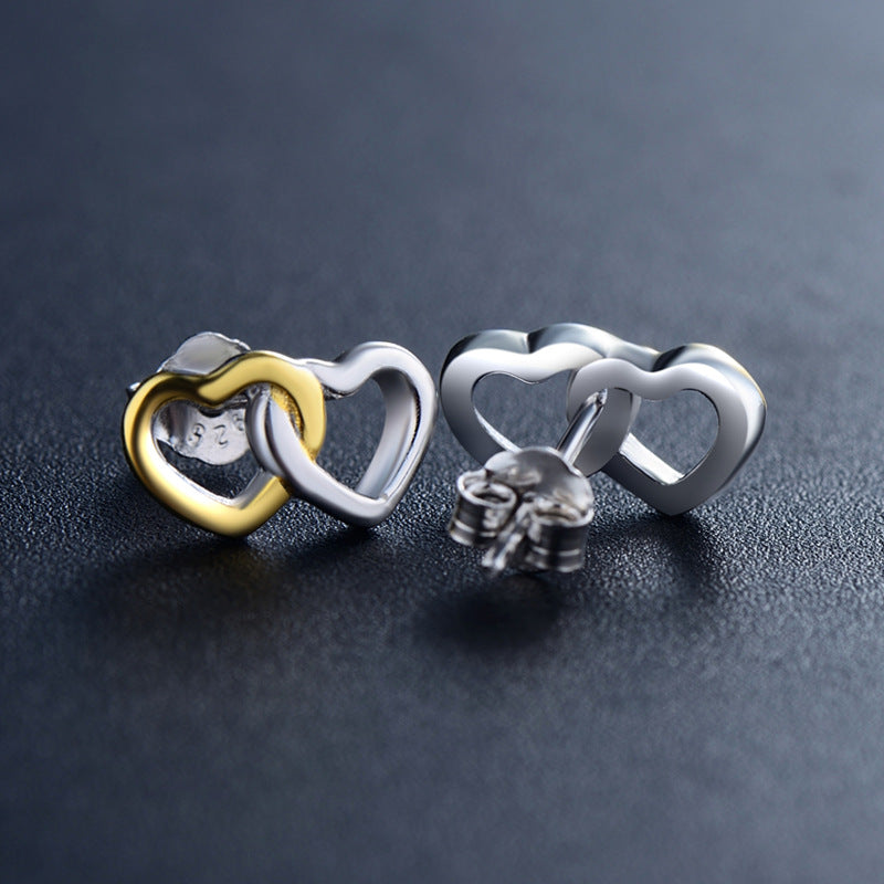 Chic Hollow Out Heart-Shaped Earrings in Sterling Silver