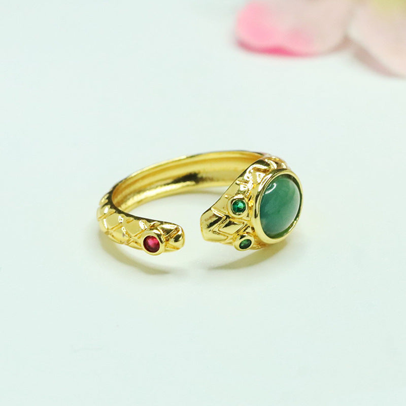 Blue Water Jadeite Snake Ring