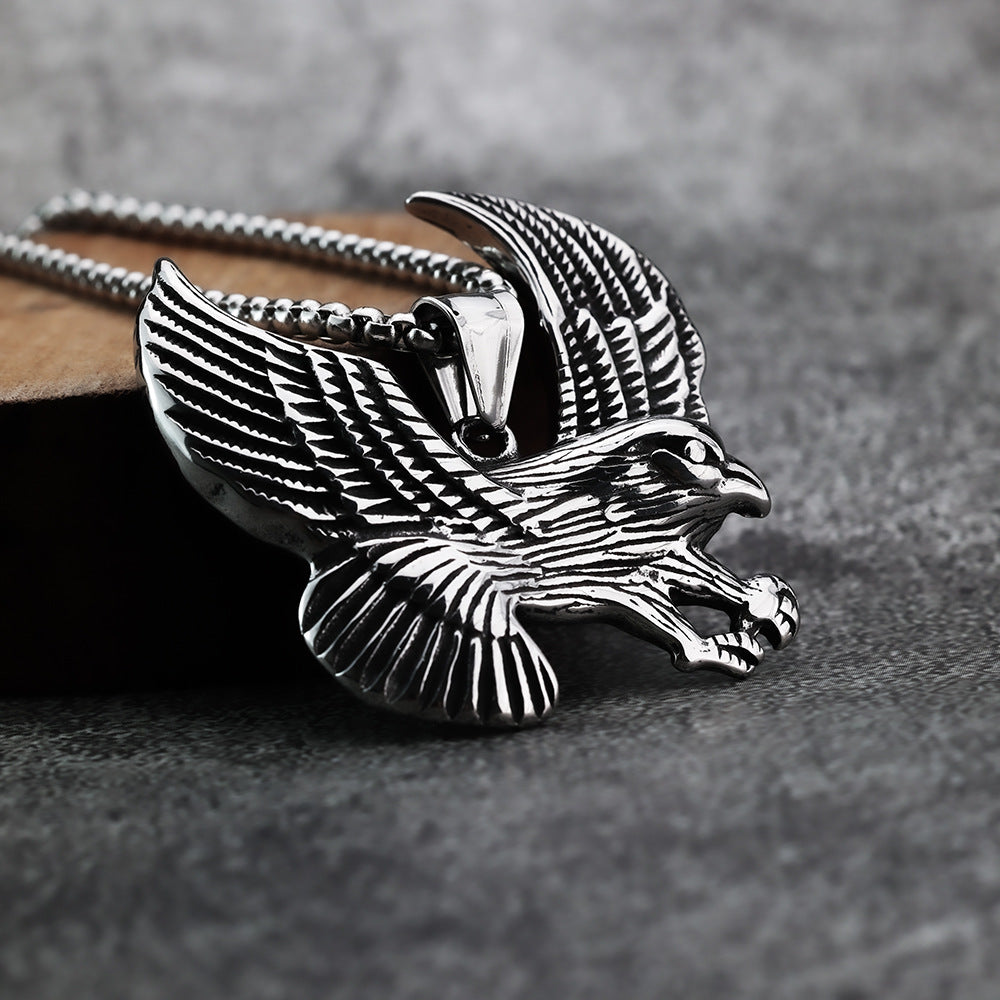 Vintage Eagle Wing Stainless Steel Pendant Necklace