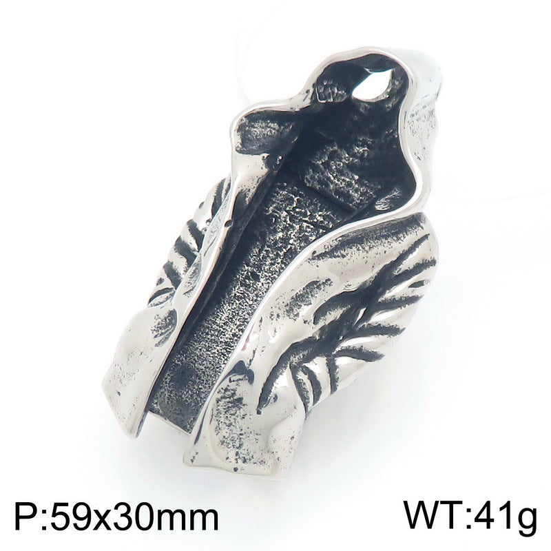 Dark Assassin Cape Pendant, Punk Mysterious Person Cape Titanium Steel Men's Pendant Necklace