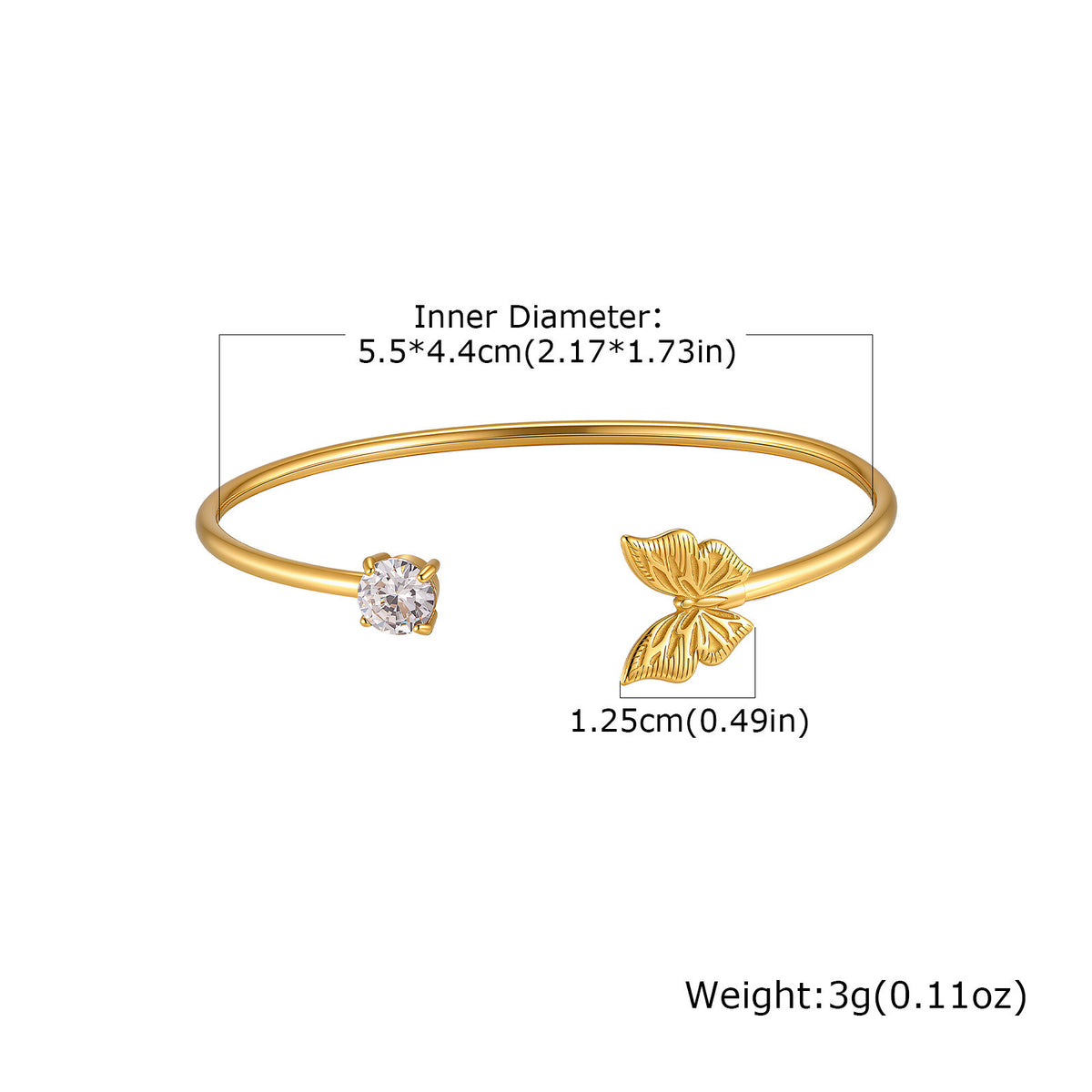 Butterfly Zircon Adjustable Vintage Stainless Steel Bracelet Unisex