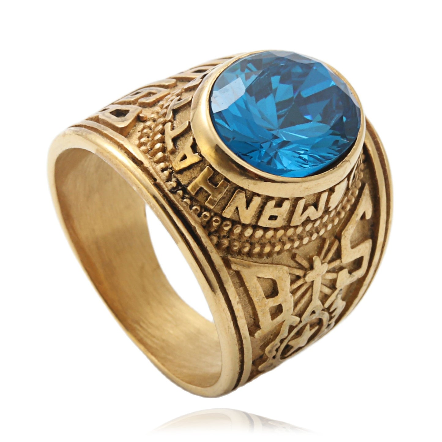 Planderful Titanium Steel MultiColor Zircon Ring For Men Unisex Retro Punk Style Eagle Design