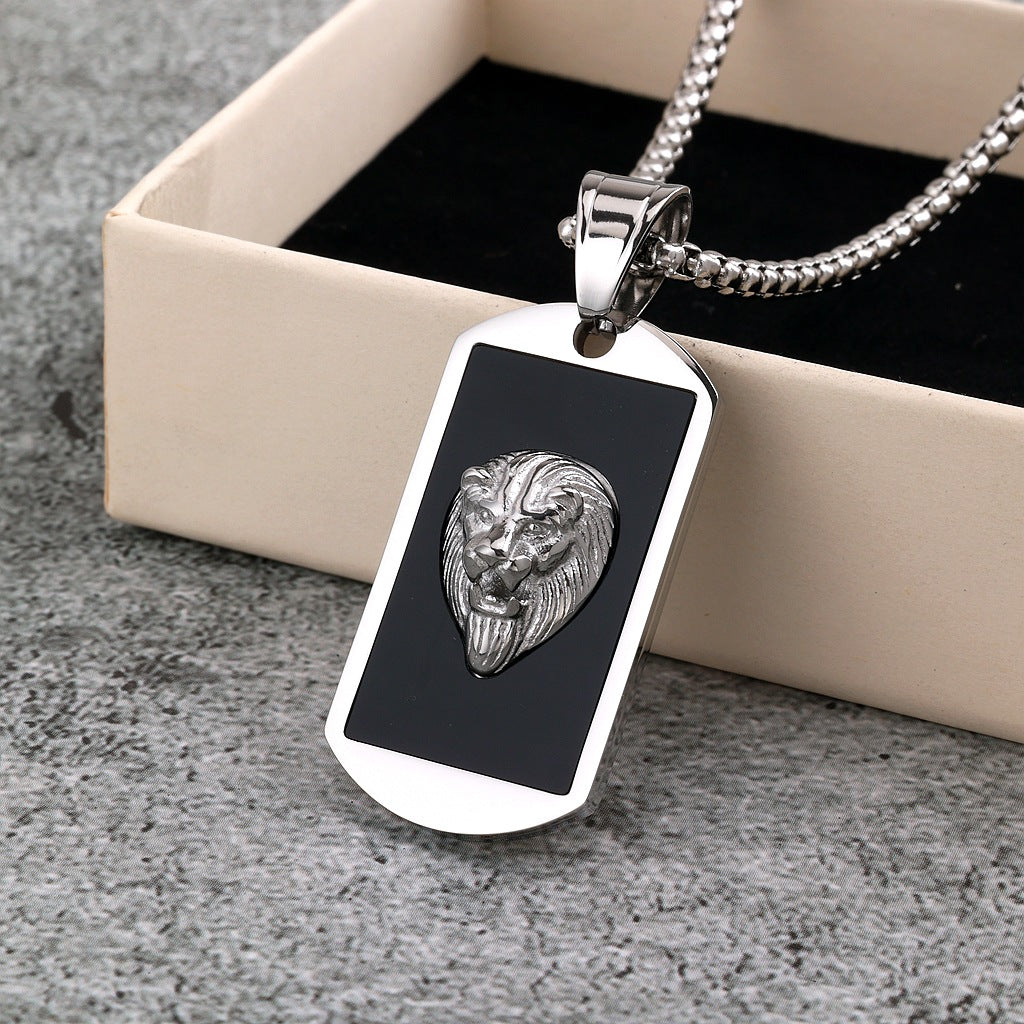 Vintage Lion Stainless Steel Pendant Necklace