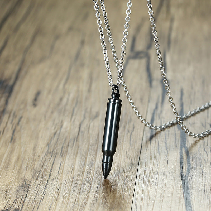 Stainless Steel Bullet Pendant Necklace Personalized Hip Hop Jewelry