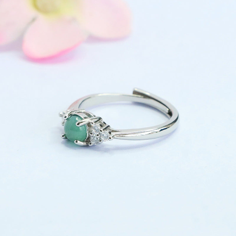 Blue-Water Jadeite Wing Motif Ring