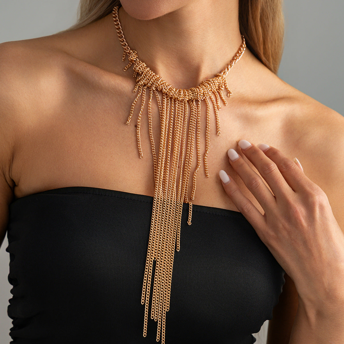 Waterfall Chain Fringe Layered Necklace