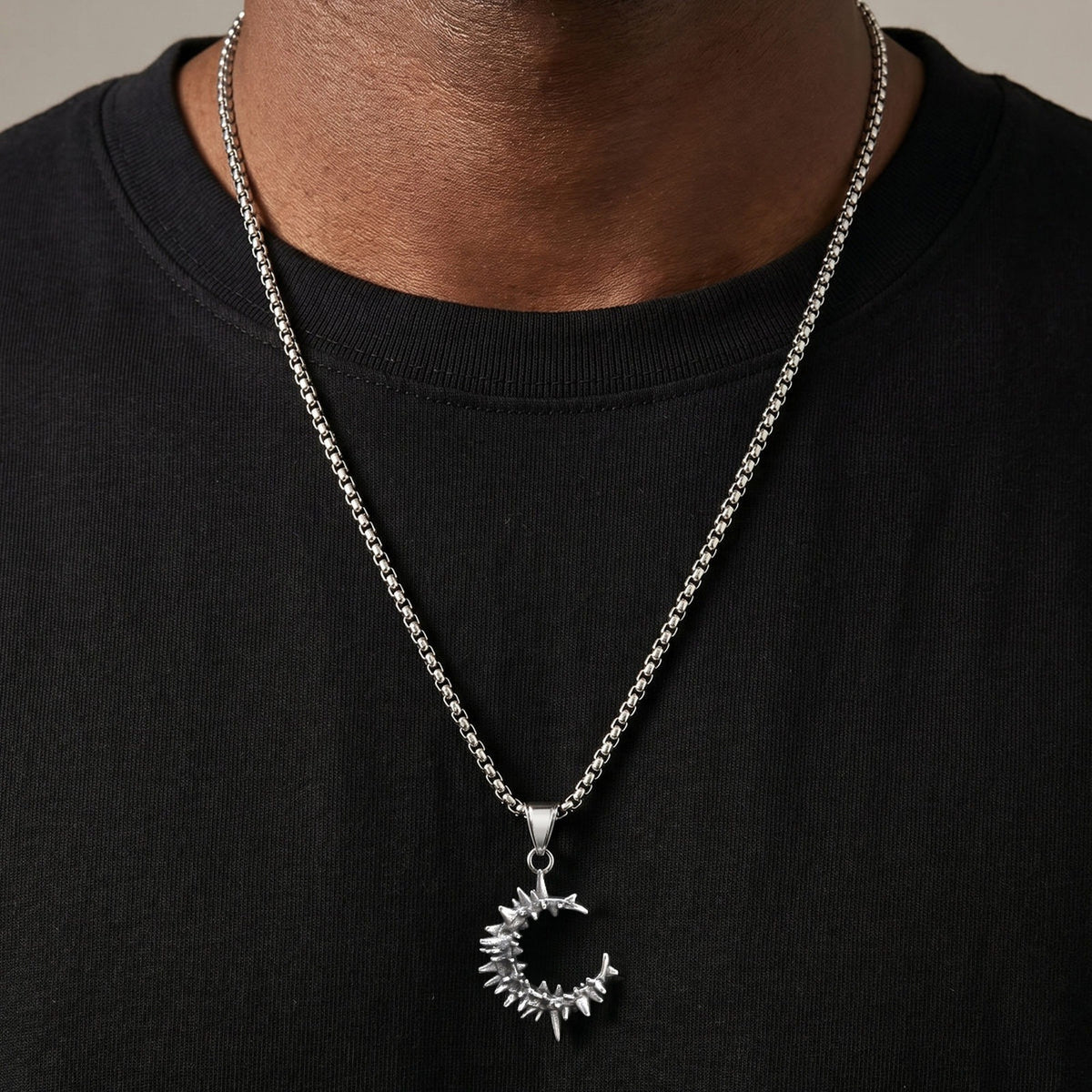 Hip Hop Thorns C Stainless Steel Necklace for Men