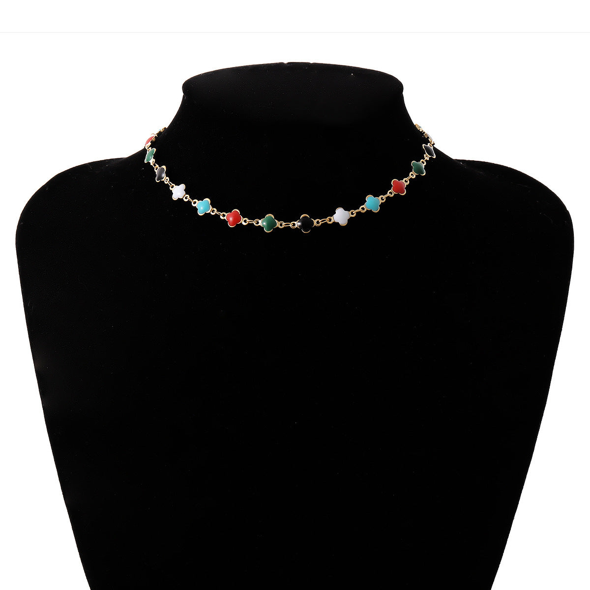 Statement Necklace With Small Flower Detail For Women By Planderful Vienna Verve Handmade Retro Color