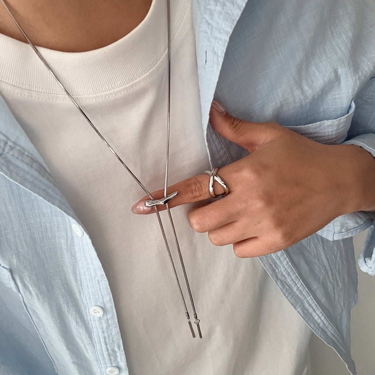Adjustable V-Shaped Stainless Steel Necklace