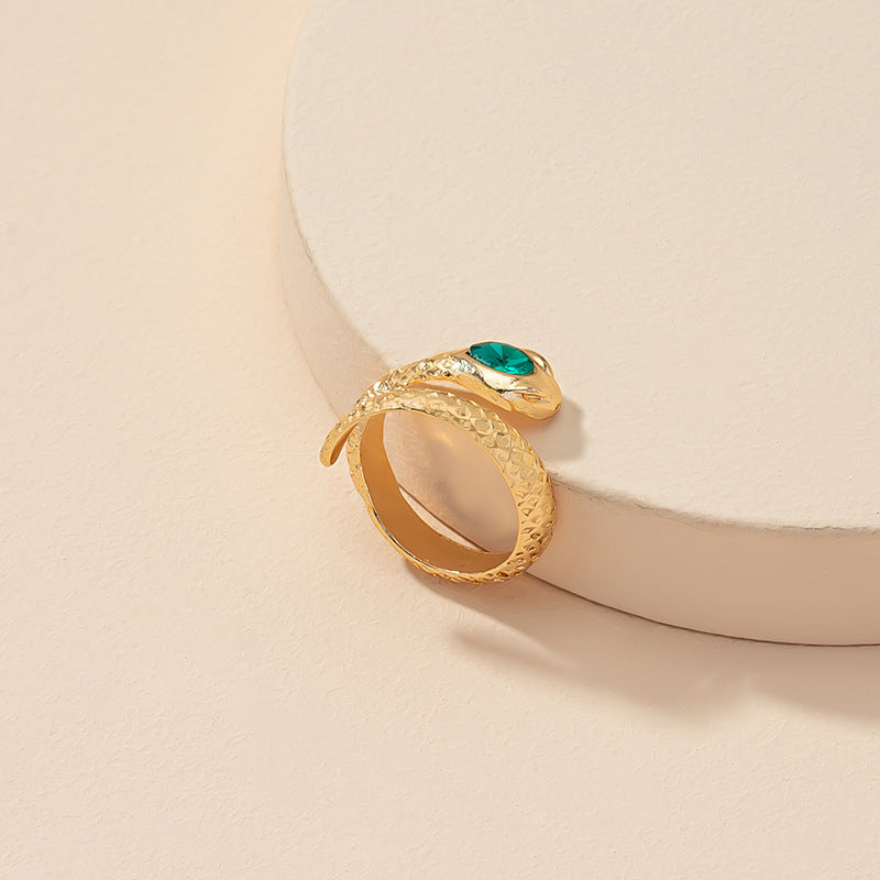 Snake Texture Earrings & Luxury Ring Set with Adjustable Snake Bone Ring - Vienna Verve Collection