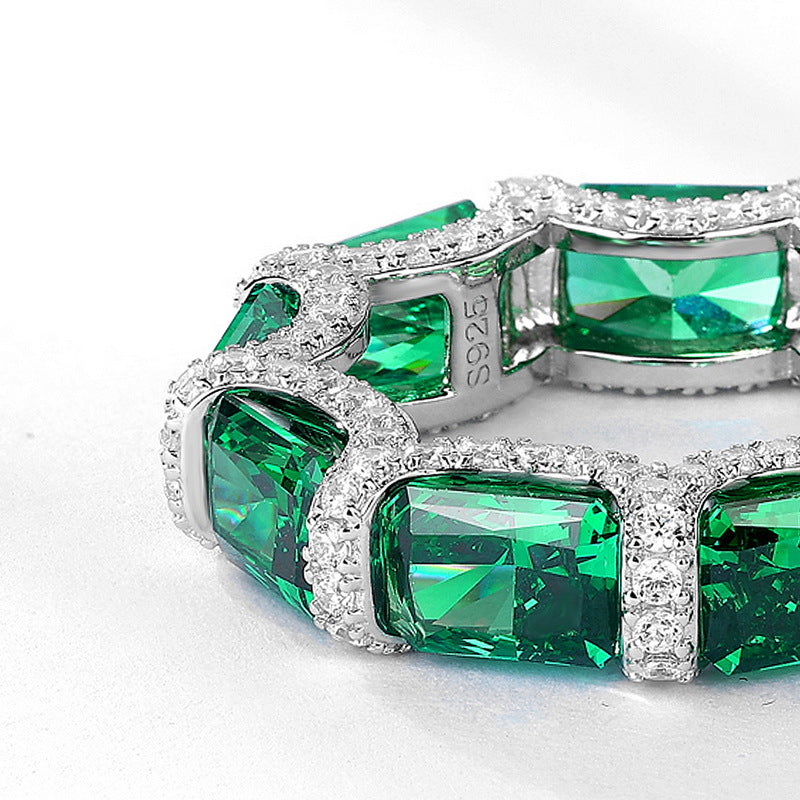Planderful Classic Lab-Grown Emerald Sterling Silver Ring – Style 1